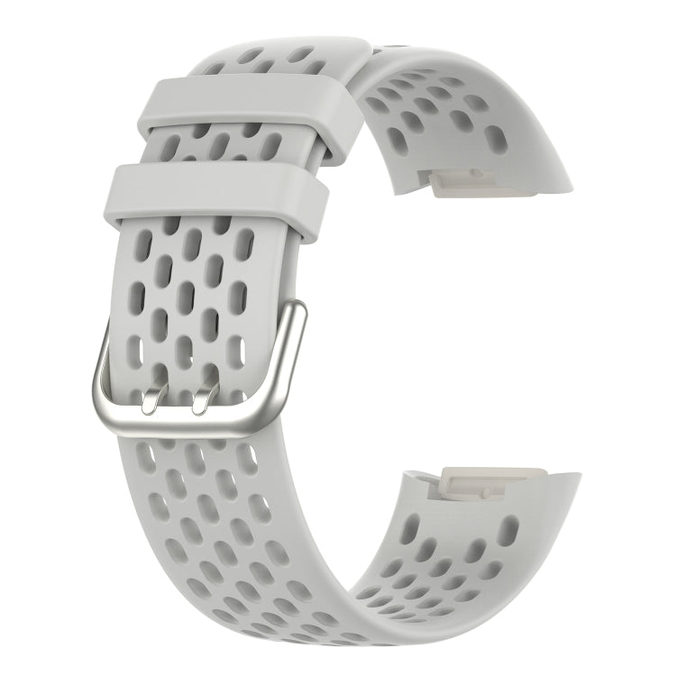 For Fitbit Charge 5 Monochromatic Breathable Silicone Watch Band(Moon White) - Watch Bands by buy2fix | Online Shopping UK | buy2fix