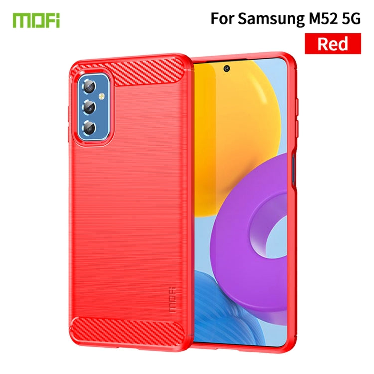 For Samsung Galaxy M52 5G MOFI Gentleness Series Brushed Texture Carbon Fiber Soft TPU Case(Red) - Galaxy Phone Cases by MOFI | Online Shopping UK | buy2fix