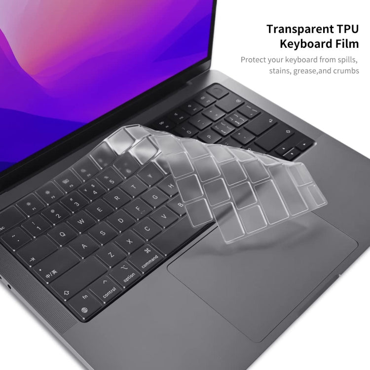 ENKAY Hat-Prince 3 in 1 Crystal Laptop Protective Case + TPU Keyboard Film + Anti-dust Plugs Set for MacBook Pro 14.2 inch A2442 2021, Version:US Version(Black) - MacBook Pro Cases by ENKAY | Online Shopping UK | buy2fix