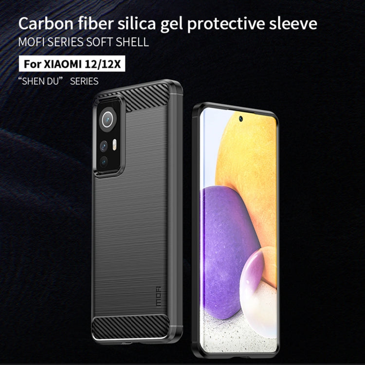 For Xiaomi 12 / 12X MOFI Gentleness Brushed Carbon Fiber Soft TPU Case(Blue) - Xiaomi Cases by MOFI | Online Shopping UK | buy2fix