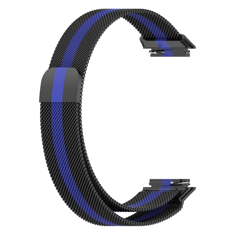 For Huawei Band 7 Milan Magnetic Watch Band(Black+Blue) - Watch Bands by buy2fix | Online Shopping UK | buy2fix