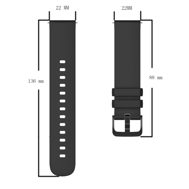 For Amazfit GTR 47mm 22mm Solid Color Soft Silicone Watch Band(Black) - Watch Bands by buy2fix | Online Shopping UK | buy2fix