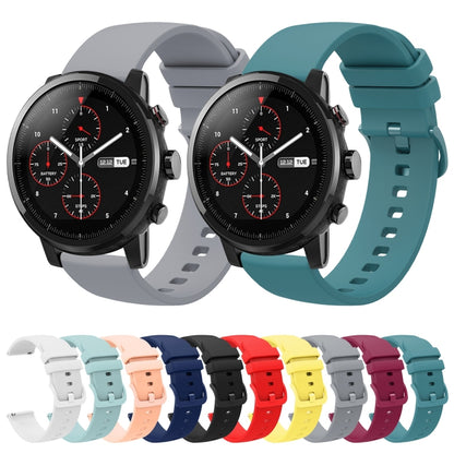 For Amazfit 2 Stratos 22mm Solid Color Soft Silicone Watch Band(White) - Watch Bands by buy2fix | Online Shopping UK | buy2fix