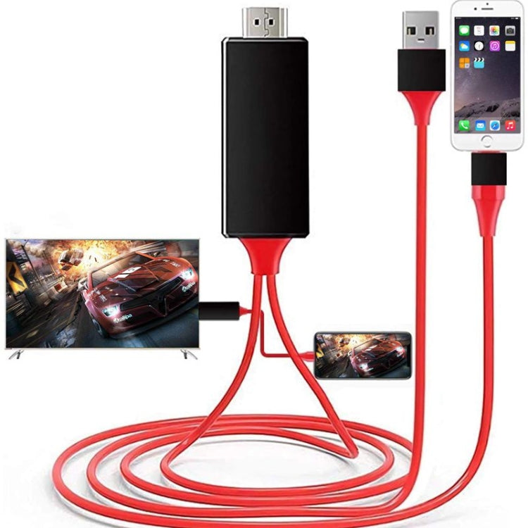 2m 1080P 8 Pin to HDMI Adapter Cable, Compatible with iPhone to HDMI Adapter(Red) - Video & Audio Cable by buy2fix | Online Shopping UK | buy2fix