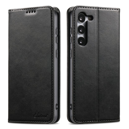 For Samsung Galaxy S23 5G Suteni Calf Texture Horizontal Flip Leather Phone Case(Black) - Galaxy S23 5G Cases by Suteni | Online Shopping UK | buy2fix