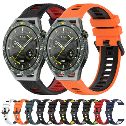 For Huawei Watch 3 22mm Sports Two-Color Silicone Watch Band(Orange+Black) - Watch Bands by buy2fix | Online Shopping UK | buy2fix