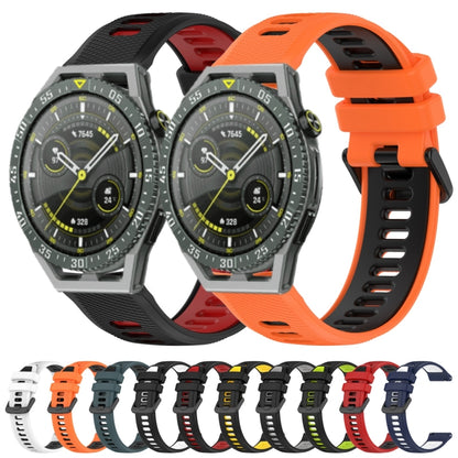 For Huawei Watch GT3 Pro 46mm 22mm Sports Two-Color Silicone Watch Band(Orange+Black) - Watch Bands by buy2fix | Online Shopping UK | buy2fix