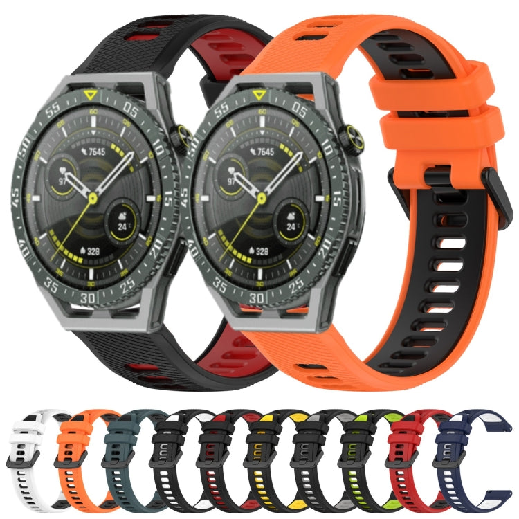 For Huawei Watch 3 Pro New 22mm Sports Two-Color Silicone Watch Band(Black+Grey) - Watch Bands by buy2fix | Online Shopping UK | buy2fix