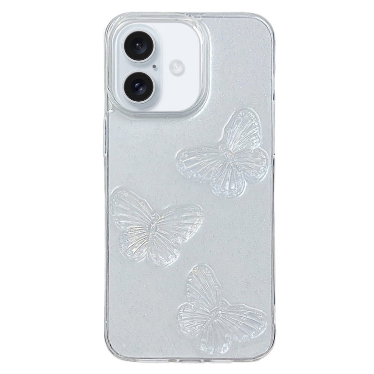 For iPhone 16 Clear Crystal Butterflies TPU Phone Case(Transparent) - iPhone 16 Cases by buy2fix | Online Shopping UK | buy2fix