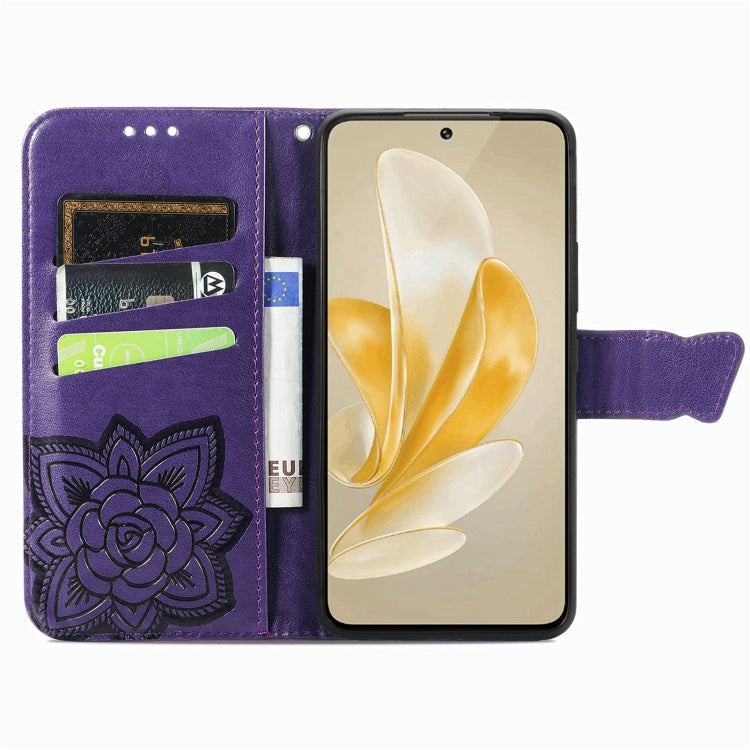 For vivo X100 Butterfly Love Flower Embossed Leather Phone Case(Purple) - X100 Cases by imak | Online Shopping UK | buy2fix