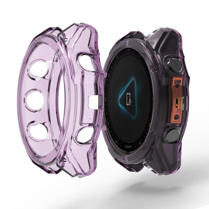 For Garmin Fenix 8 AMOLED / MIP 51mm ENKAY Hat-Prince Transparent TPU Frame Drop Protection Case(Purple) - Watch Cases by ENKAY | Online Shopping UK | buy2fix