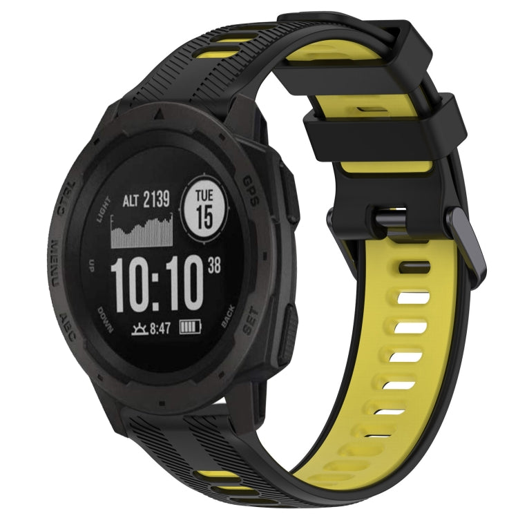 For Garmin Instinct Sports Two-Color Silicone Watch Band(Black+Yellow) - Watch Bands by buy2fix | Online Shopping UK | buy2fix