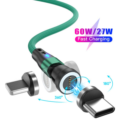 ENKAY PD60W Type-C to Type-C / 8 Pin Magnetic 540 Degrees Rotating Fast Charging Cable, Length:1m(Green) - Charging Cable & Head by ENKAY | Online Shopping UK | buy2fix