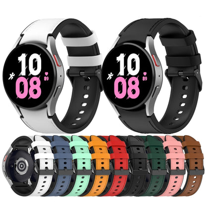 For Samsung Galaxy Watch 6 Silicone Leather Black Buckle Watch Band(Pink) - Watch Bands by buy2fix | Online Shopping UK | buy2fix