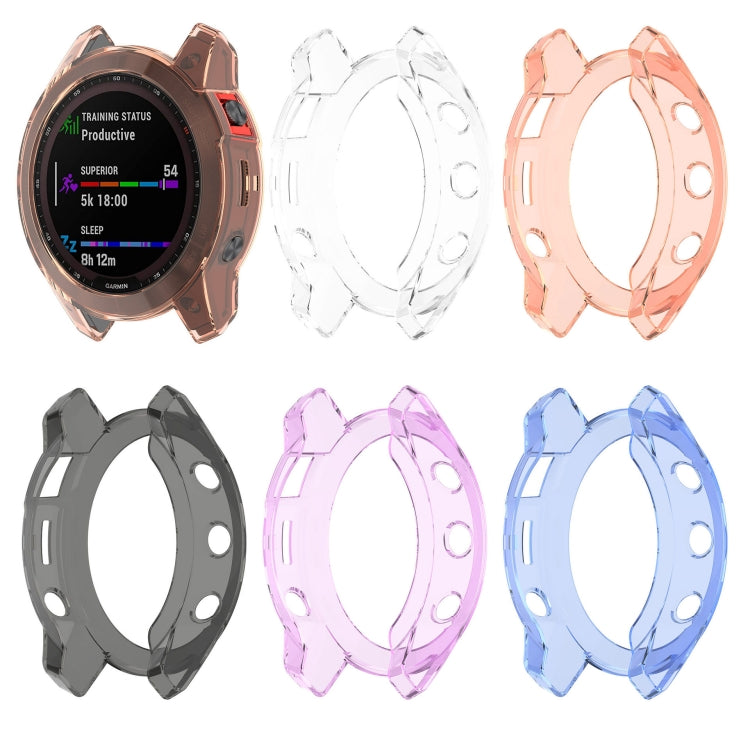 For Garmin Fenix 7X Pro Half-Package TPU Watch Protective Case(Transparent Purple) - Watch Cases by buy2fix | Online Shopping UK | buy2fix