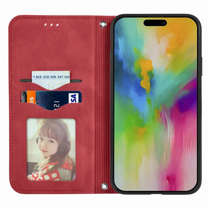 For iPhone 16 Plus Retro Skin Feel Magnetic Flip Leather Phone Case(Red) - iPhone 16 Plus Cases by buy2fix | Online Shopping UK | buy2fix