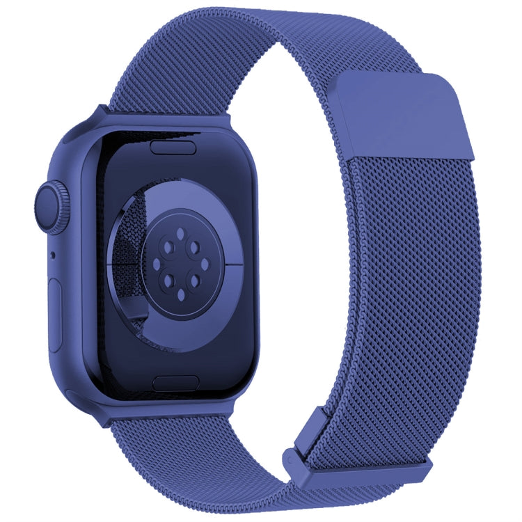 For Apple Watch 5 44mm Milan Double Magnetic Steel Mesh Watch Band(Blue) - Watch Bands by buy2fix | Online Shopping UK | buy2fix