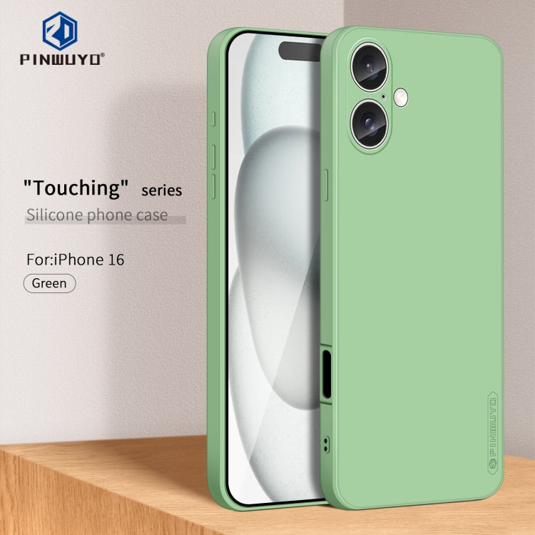 For iPhone 16 PINWUYO Sense Series Liquid Silicone TPU Phone Case(Green) - iPhone 16 Cases by PINWUYO | Online Shopping UK | buy2fix