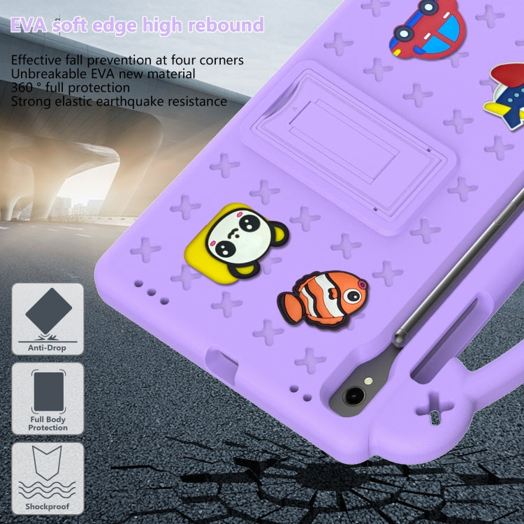 For Samsung Galaxy Tab S7 T870 Handle Kickstand Children EVA Shockproof Tablet Case(Light Purple) - Galaxy Tab S7 by buy2fix | Online Shopping UK | buy2fix