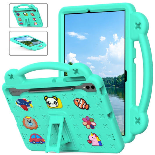 For Samsung Galaxy Tab S7+ / T970/T975/T976 Handle Kickstand Children EVA Shockproof Tablet Case(Mint Green) - Tab S7+ T970 / T976B by buy2fix | Online Shopping UK | buy2fix