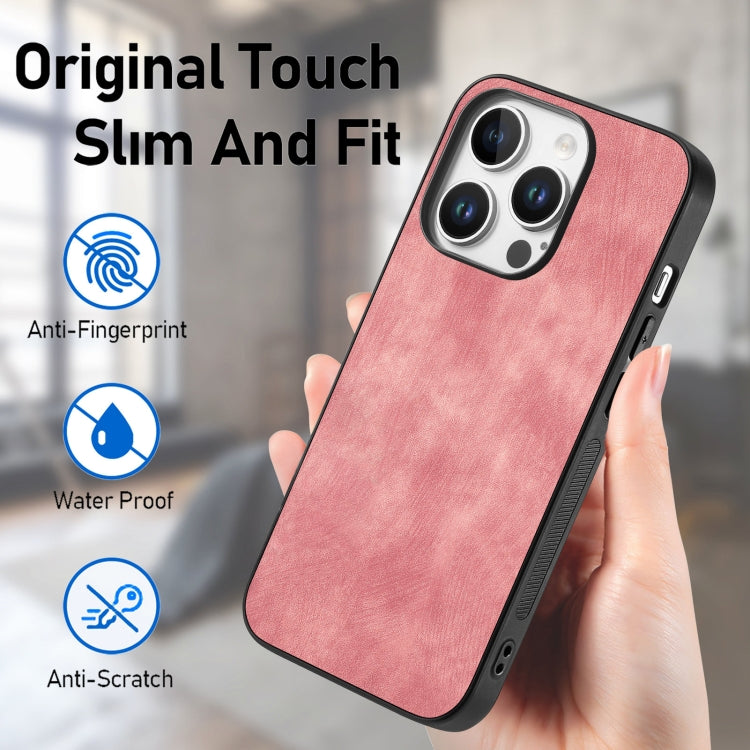 For iPhone 16 Pro Vintage Leather PC Back Cover Phone Case(Pink) - iPhone 16 Pro Cases by buy2fix | Online Shopping UK | buy2fix