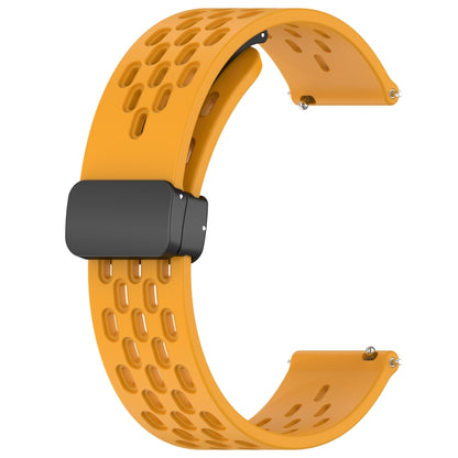 For Amazfit Pop Pro 20mm Folding Magnetic Clasp Silicone Watch Band(Yellow) - Watch Bands by buy2fix | Online Shopping UK | buy2fix