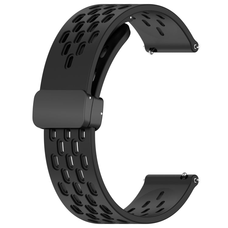For Amazfit Bip3 20mm Folding Magnetic Clasp Silicone Watch Band(Black) - Watch Bands by buy2fix | Online Shopping UK | buy2fix