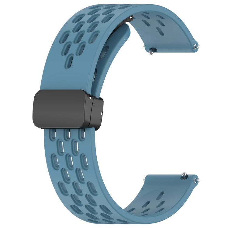 For Amazfit Bip 1S 20mm Folding Magnetic Clasp Silicone Watch Band(Blue) - Watch Bands by buy2fix | Online Shopping UK | buy2fix