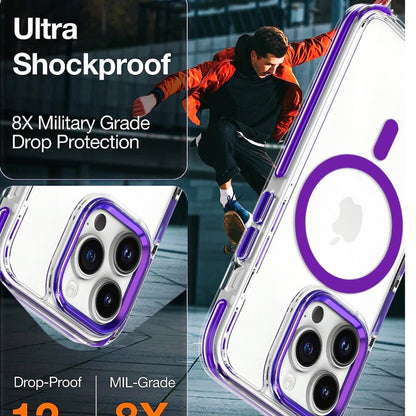 For iPhone 14 Dual-color MagSafe TPU Hybrid Clear PC Shockproof Phone Case(Black) - iPhone 14 Cases by buy2fix | Online Shopping UK | buy2fix