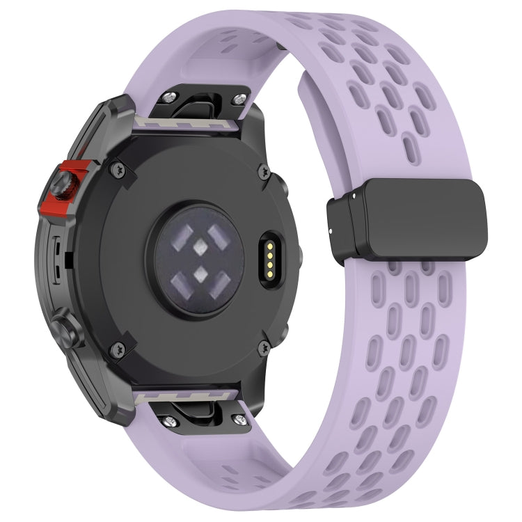 For Garmin Fenix 7X Pro Quick Release Holes Magnetic Buckle Silicone Watch Band(Purple) - Watch Bands by buy2fix | Online Shopping UK | buy2fix