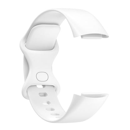 For Fitbit Charge 6 Solid Color Butterfly Buckle Silicone Watch Band, Size:L Size(White) - Watch Bands by buy2fix | Online Shopping UK | buy2fix