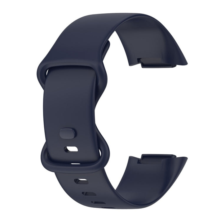 For Fitbit Charge 6 Solid Color Butterfly Buckle Silicone Watch Band, Size:L Size(Dark Blue) - Watch Bands by buy2fix | Online Shopping UK | buy2fix