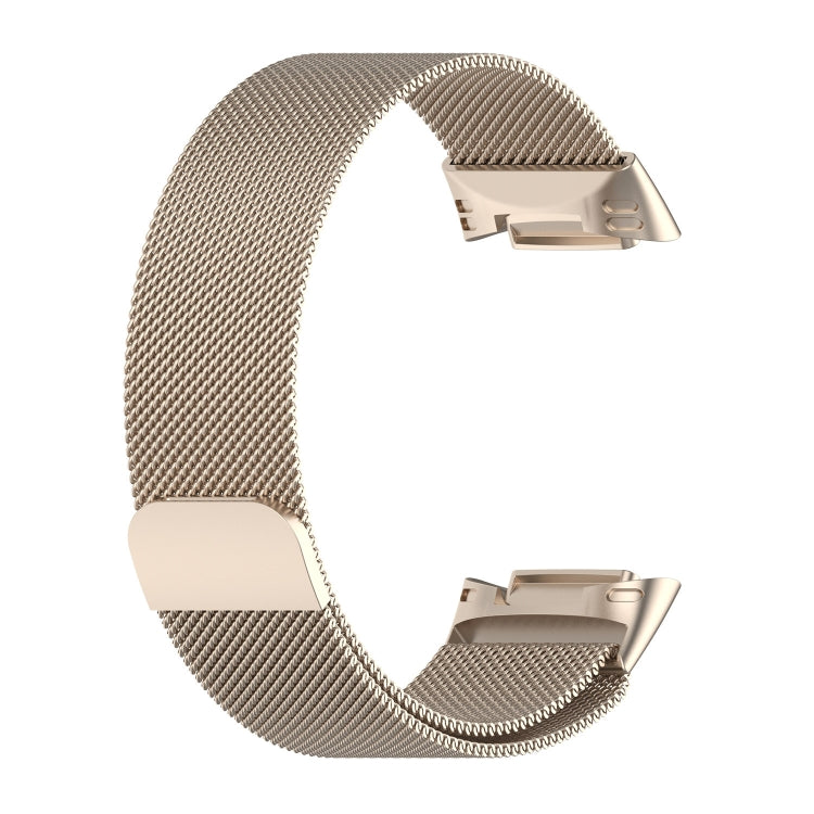 For Fitbit Charge 6 Milan Magnetic Metal Steel Mesh Watch Band(Champagne) - Watch Bands by buy2fix | Online Shopping UK | buy2fix