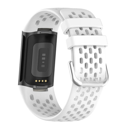 For Fitbit Charge 6 Solid Color Breathable Sports Silicone Watch Band(White) - Watch Bands by buy2fix | Online Shopping UK | buy2fix