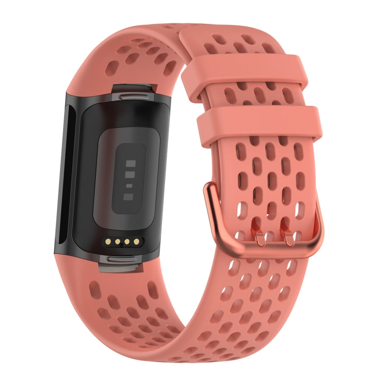 For Fitbit Charge 6 Solid Color Breathable Sports Silicone Watch Band(Pink) - Watch Bands by buy2fix | Online Shopping UK | buy2fix