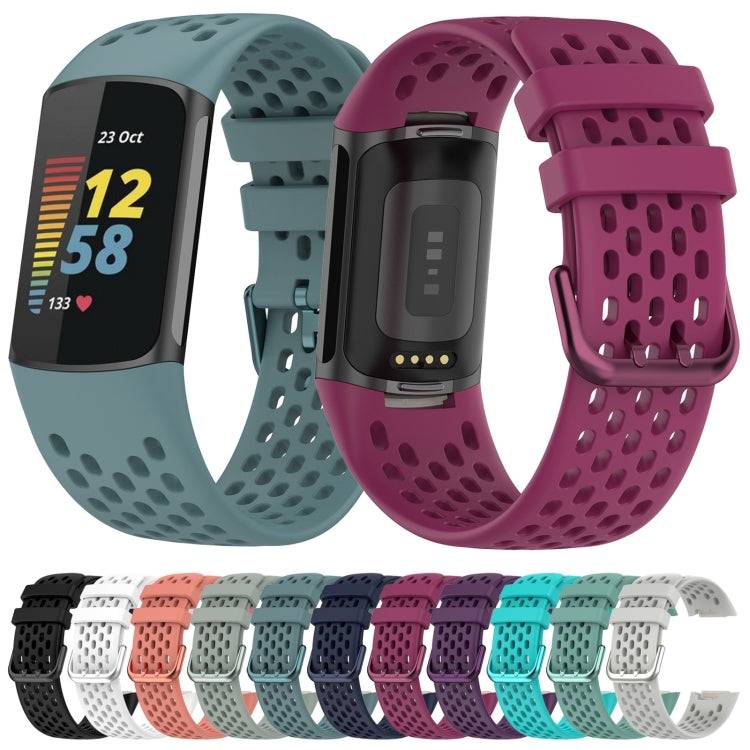 For Fitbit Charge 6 Solid Color Breathable Sports Silicone Watch Band(Starlight Color) - Watch Bands by buy2fix | Online Shopping UK | buy2fix