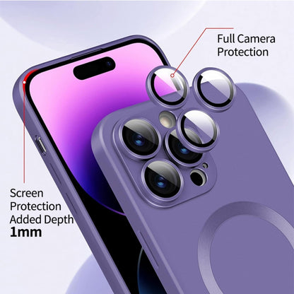 For iPhone 14 Pro ENKAY MagSafe Matte TPU Phone Case with Lens Film(Purple) - iPhone 14 Pro Cases by ENKAY | Online Shopping UK | buy2fix