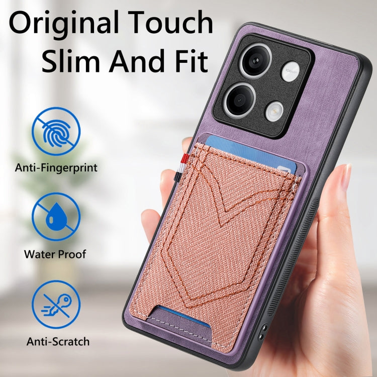 For Xiaomi Redmi Note 13 Denim Texture Leather Skin Phone Case with Card Slot(Purple) - Note 13 Cases by buy2fix | Online Shopping UK | buy2fix