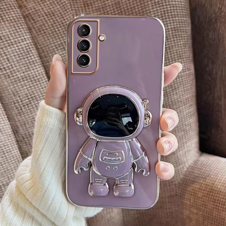 For Samsung Galaxy S23 FE 5G Electroplating Astronaut Holder Phone Case(Purple) - Galaxy S23 FE 5G Cases by buy2fix | Online Shopping UK | buy2fix