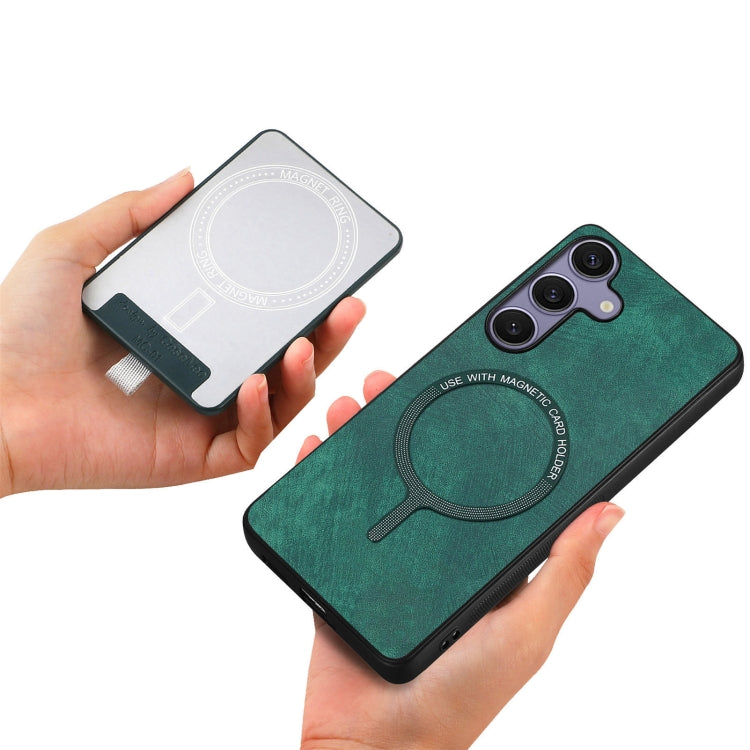 For Samsung Galaxy S25 5G Retro Splitable Magnetic Card Bag Leather Phone Case(Green) - Galaxy Phone Cases by buy2fix | Online Shopping UK | buy2fix