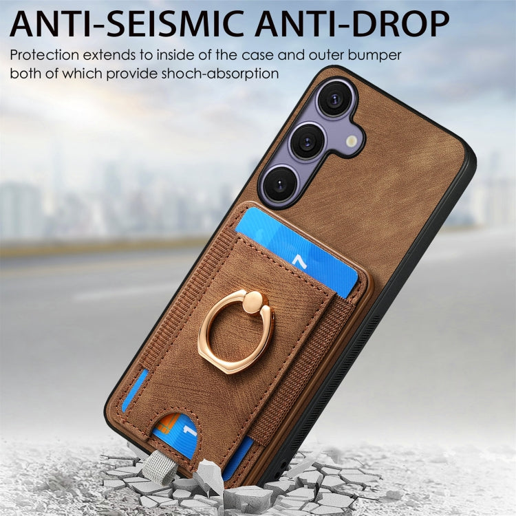 For Samsung Galaxy S25 Ultra 5G Retro Splitable Magnetic Card Bag Leather Phone Case(Brown) - Galaxy Phone Cases by buy2fix | Online Shopping UK | buy2fix