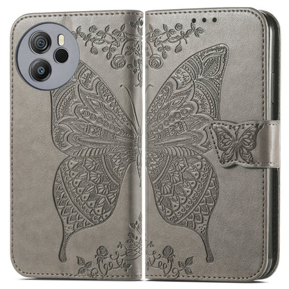 For Blackview Shark 8 Butterfly Love Flower Embossed Leather Phone Case(Gray) - More Brand by buy2fix | Online Shopping UK | buy2fix