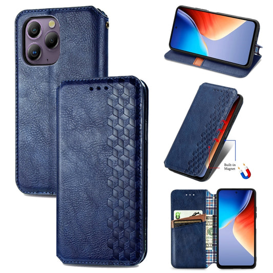 For Blackview A96 Cubic Grid Pressed Magnetic Leather Phone Case(Blue) - More Brand by buy2fix | Online Shopping UK | buy2fix