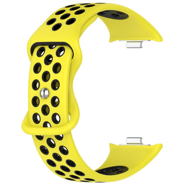 For Redmi Watch 4 Dual Color Perforated Silicone Watch Band(Yellow Black) - Watch Bands by buy2fix | Online Shopping UK | buy2fix