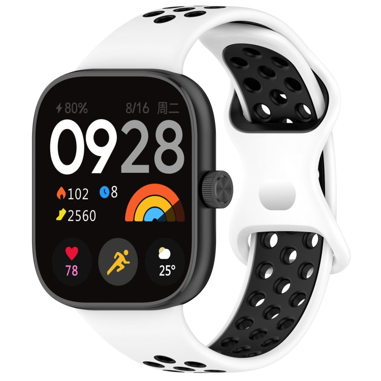 For Redmi Watch 4 Dual Color Perforated Silicone Watch Band(White Blak) - Watch Bands by buy2fix | Online Shopping UK | buy2fix