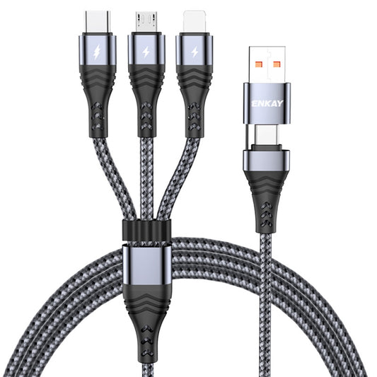 ENKAY 6-in-1 5A USB / Type-C to Type-C / 8 Pin / Micro USB Multifunction Fast Charging Cable, Cable Length:2m(Grey) - Multifunction Cable by ENKAY | Online Shopping UK | buy2fix