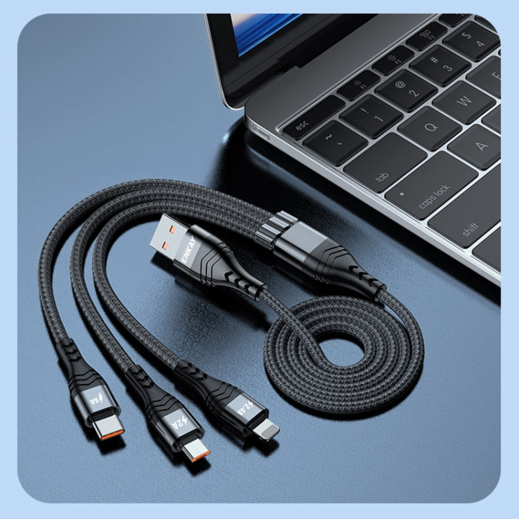 ENKAY 3-in-1 6A USB to Type-C / 8 Pin / Micro USB Multifunction Fast Charging Cable, Cable Length:1m(Black) - Multifunction Cable by ENKAY | Online Shopping UK | buy2fix