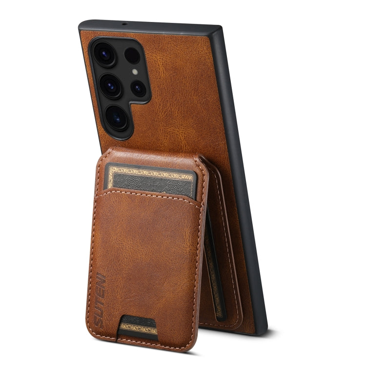 For Samsung Galaxy S24 Ultra Suteni H02 Leather Wallet Stand Back Phone Case(Brown) - Galaxy S24 Ultra 5G Cases by Suteni | Online Shopping UK | buy2fix