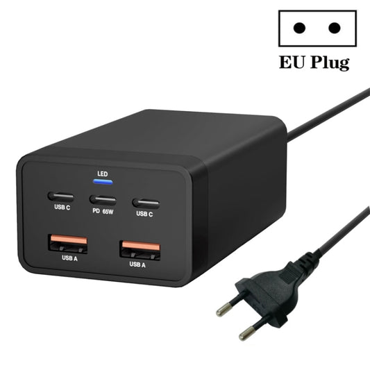 GAN 125W PD65W Dual Type-C + QC3.0 USB Multi Compatible Notebook Adapter EU Plug - Cable & Adapter by buy2fix | Online Shopping UK | buy2fix