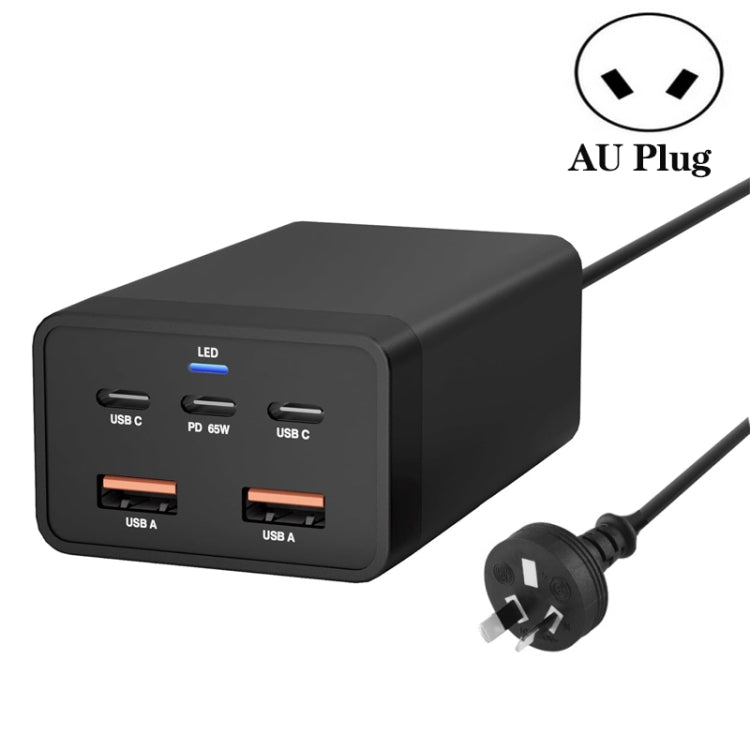 GAN 125W PD65W Dual Type-C + QC3.0 USB Multi Compatible Notebook Adapter AU Plug - Cable & Adapter by buy2fix | Online Shopping UK | buy2fix